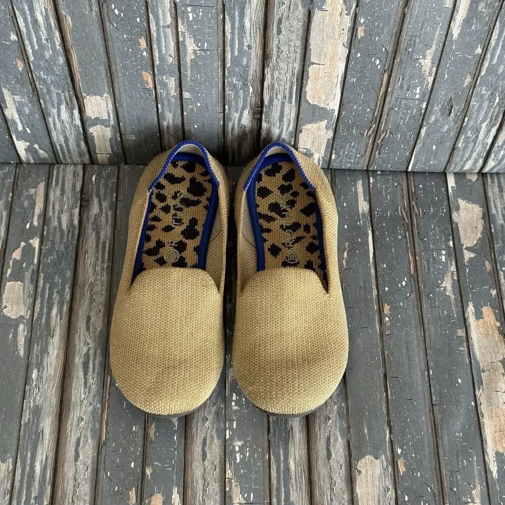 Rothy's Gold Knit Ballet Flats Shoes, Girls Size 1, Round Toes Slip-On Flats